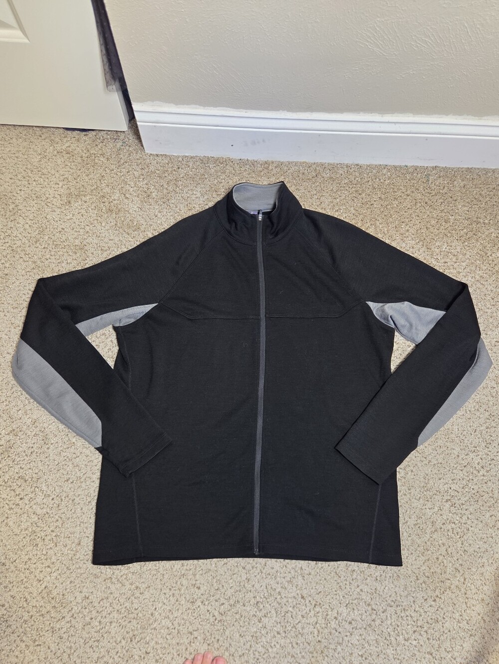 Ibex Shak Full Zip Zque Certified Merino Wool Long Sleeve Jacket Black Gray XL